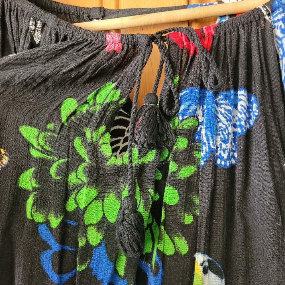 Desigual Boho Floral Peasant blouse Black And Multicolor Vibrant Medium - Picture 5 of 16
